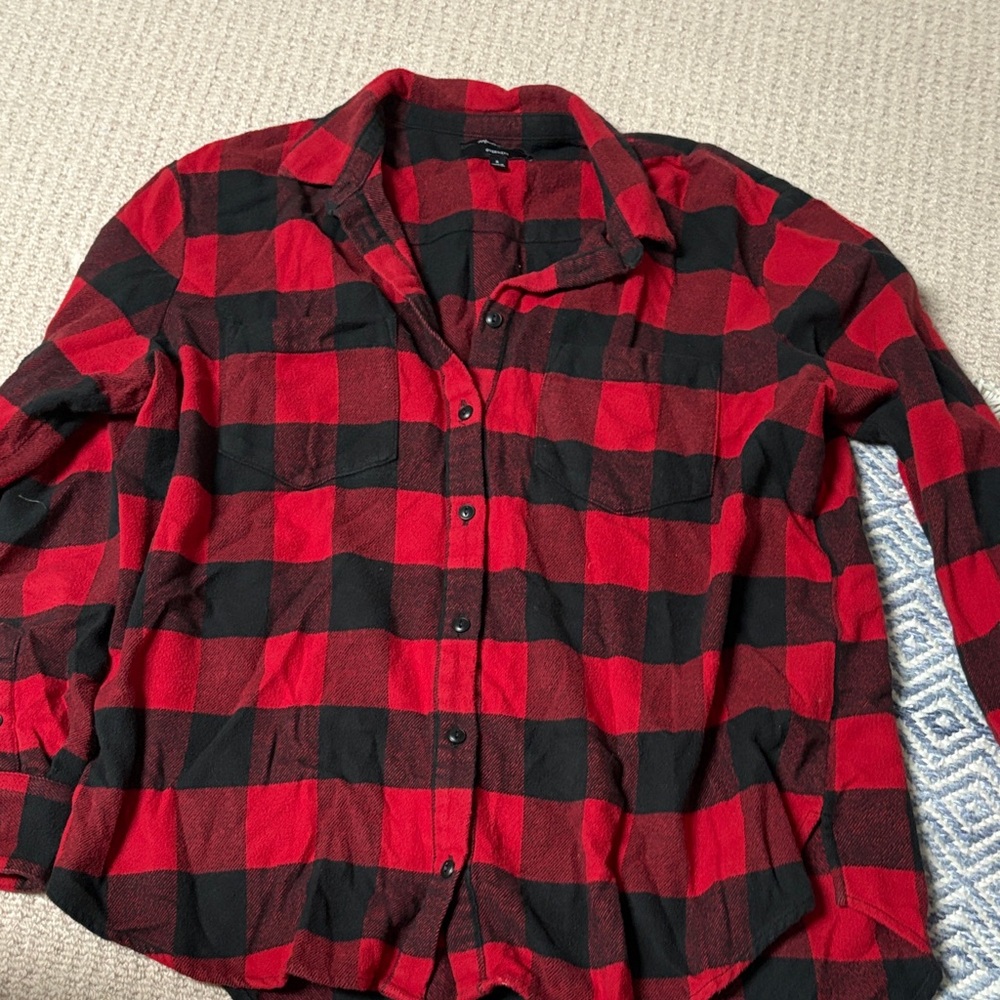 Madewell Oversized Red and Black Plaid Shirt